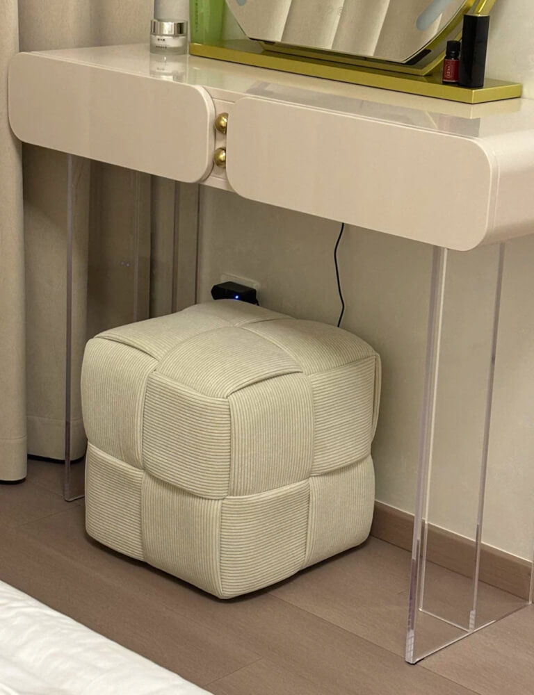 สตูลผ้าลูกฟูก MY DOLLS HOUSE COZY CUBE 38 ซม. สีขาว